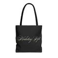Marketing Dept Tote Bag – Black Script Logo All-Over Print Tote